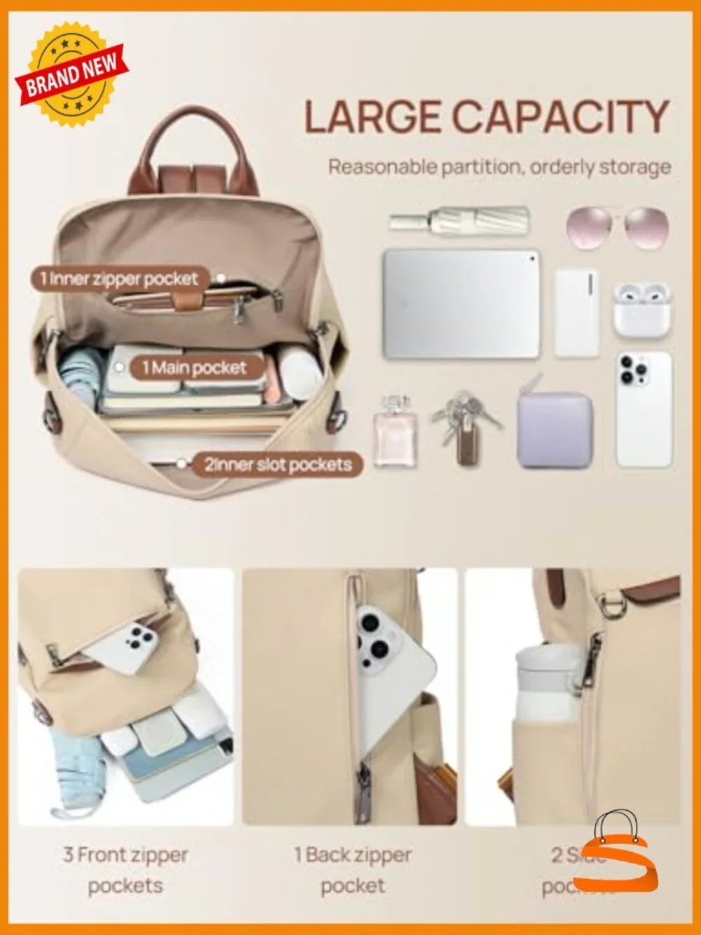 PU Leather Anti-Theft Backpack Purse with Tassel, Large Capacity Travel Bag